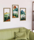 Putuo Decor Boho Mountain Wall Art Set of 3, Aesthetic Nature Landscape Mountain Wall Decor, Rustic Farmhouse Mid-Century Modern Artwork for Living Room, Bedroom, Office, 16.5 x 8.6 inch - Image 6