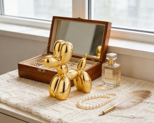4 Inch Shiny Gold Balloon Dog Sculpture - Image 5