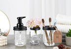 SheeChung Mason Jar Foaming Soap Dispenser and Toothbrush Holder Set, Black - Image 2