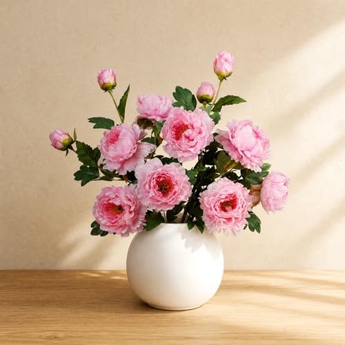 Silk Peonies Faux Flowers 4PCS, Pink, 31.5'' Long Stem - Image 3