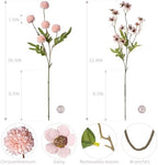 Mixed 10 Pcs Artificial Pompon Mum Set-8 Chrysanthemum & 2 Rose Red Daisy, Pink Silk Faux Flower for Vase Fall Floral Arrangements Wedding Centerpiece DIY Home Indoor Outdoor Decor (No Vase) - Image 2