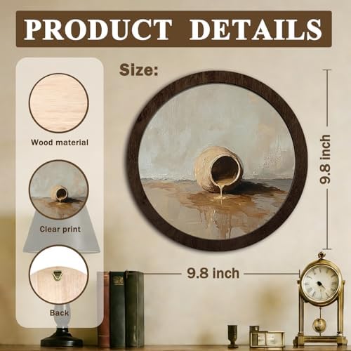 CFFJLHN Christian Wall Art Decor, Modern Neutral Religious Alabaster Jar Biblical Round Hanging Wall Decor for Home Bedroom Living Room Church Office Prayer Room, 10x10 Inch - Image 7