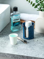 Bathroom Cup Holder, Ceramic Bathroom Cup Dispenser 3 OZ, Blue - Image 4