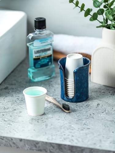 Bathroom Cup Holder, Ceramic Bathroom Cup Dispenser 3 OZ, Blue - Image 4