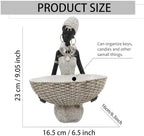 Lescafita Ivory White African Woman Seated Statue with Earrings - Image 3