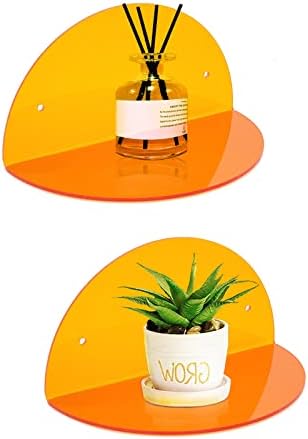 ROYALITA 2-Pack Small Acrylic Shelves Room Decor Floating Shelves, Orange by ROYALITA