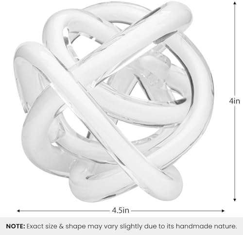 Torre & Tagus Orbit 4.5" Hand Blown White Glass Knot Sculpture, Table Decor - Image 3