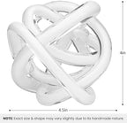 Torre & Tagus Orbit 4.5" Hand Blown White Glass Knot Sculpture, Table Decor - Image 3