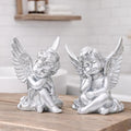 OwMell Set of 2 Cherub Angels Resin Statue Figurine, Indoor Home Decoration by OwMell