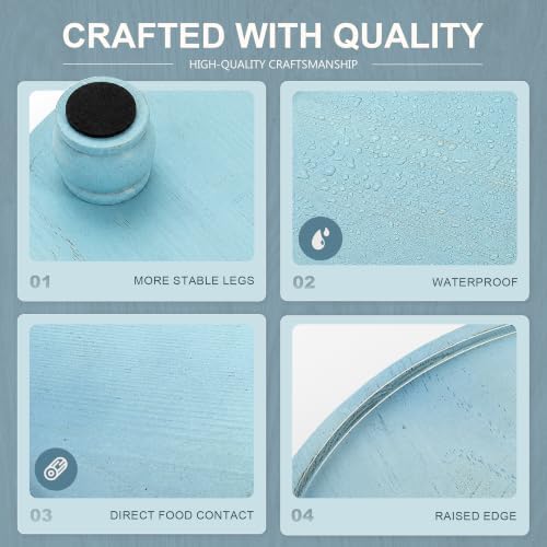 EOSAHR Round Decorative Tray, Coffee Table Accent, Coastal Style, Sky Blue - Image 6
