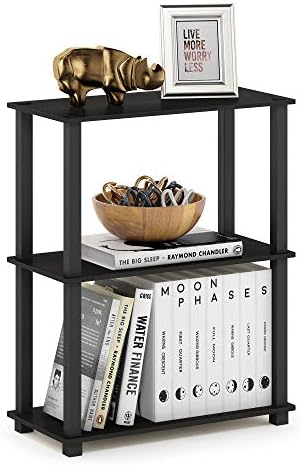 Furinno TURN-S-TUBE Storage Shelves, 3-Tier Book Shelf, Corner Shelf, Toolless Open Shelves, for Organization and Storage, Living Room, Garage, Home Office, Espresso by Furinno-FitsYourSpaceFitsYourBudget