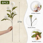 Waipfaru 12 Pcs Artificial Pompon Mums Faux Flowers for Vase, 27" Bulk Long Floral Fake Chrysanth Branches with Stems Vase Filler for DIY Bouquet Centerpieces, Indoor Home Decorations, No vase, Cream - Image 3