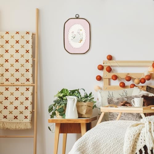 dvhdajed Goose Wall Art Decor, Goose Nursery Room Decor,Cute Gooses Framed Canvas Art,Pink Coquette Girl Nursery Octagon Wall Hanging Decoration for Bedroom Living Room Bathroom Nursery,10.2x7 Inch - Image 6