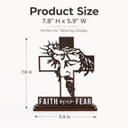 Christian Gifts for Men & Women, Faith Over Fear Wooden Cross Plaque Decor - Image 2