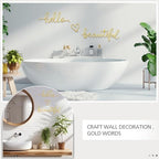 Hicarer Metal Hello Beautiful Wall Art Minimalist Wall Decor, Gold - Image 4
