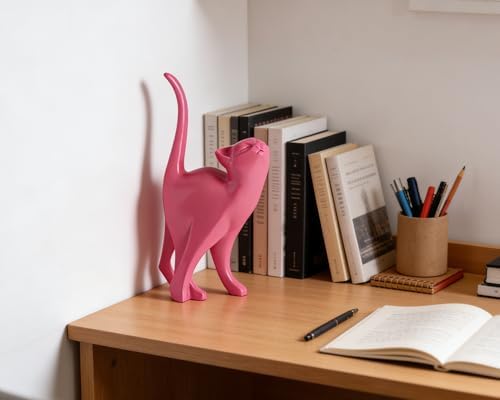 7 Inch Hot Pink Proud Cat Statue - Image 5