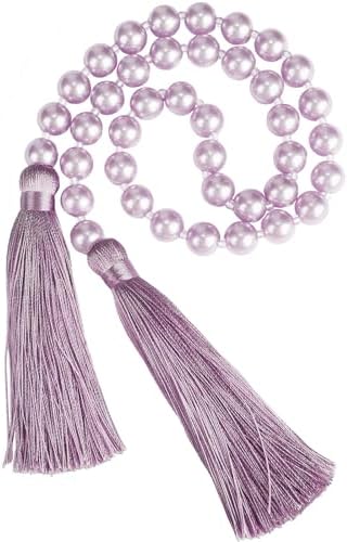 34 Inch Pearl Glass Bead Garland with Tassels -1 Pack Purple by fenghuangwu