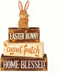 Easter Decorations - Easter Bunny Tiered Tray Decor Set - Wooden Carrot Patch Tabletop Decoration - Rustic Farmhouse Spring Home Decor Indoor for Tiered Tray Shelf Mantel Coffee Table Gift - Spring Home Decor for Living Room, Kitchen Counter by Unknown