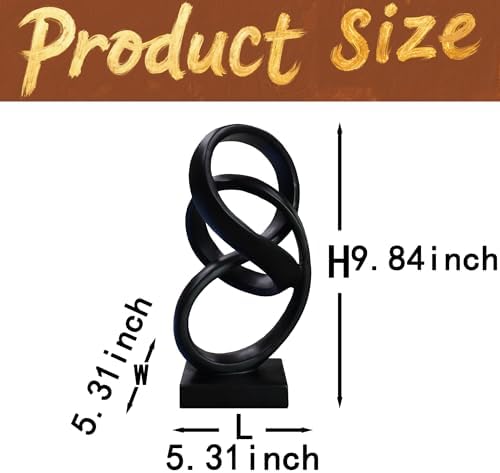 10" Modern Abstract Ribbon Decorative Sculpture, Knot Sculptures,Home Decor,Coffee Table Statues,Dining Living Room Desk Decor（Black） - Image 3