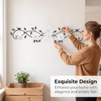 Birminwind Metal Flower Wall Art above Door: 3D Floral Wall Décor above Window with Bird Leaves - 32.28" French Country Decoration above Bed Couch Tv (White) - Image 2