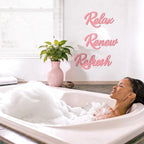 3 Pieces Bathroom Wall Decor Wooden Relax Renew Refresh Sign (Pink) - Image 2