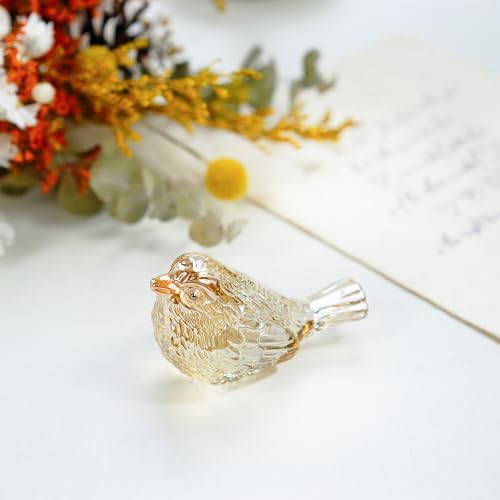 Champagne Crystal Glass Bird Figurine Blown Table Centerpiece Decor - Image 2