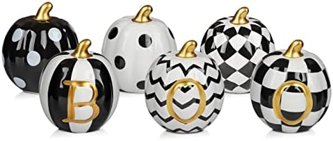 DAZONGE Set of 6 Ceramic Halloween Pumpkins Halloween Decorations Indoor by Dazonge