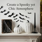 FESTGLOX White and Black Halloween Pumpkin Decor, Small Resin Pumpkin Set - Image 4
