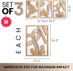 qmmp Modern Wooden Wall Sculptures - Set of 3 - Home Decor Accent - Large Wall Art for Living Room, Bedroom, Office - Easy Installation (Oak, Medium - Abstract Shapes) - Image 4