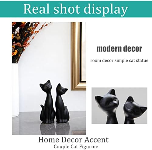 QIANLING 2Pcs Black Cat Statue, Home Decor Mini Cat Figurines, Room Decor Matt Ceramic Small Cat Figurine, Give Cat Figurines for Cat Lovers,Ideal for Interior Decoration Or Couples, Wedding Gifts - Image 4