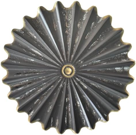 Metal Wall Sculpture,11.4''Distressed Black Gold Round Metal Wall Art Decor by Picfarce