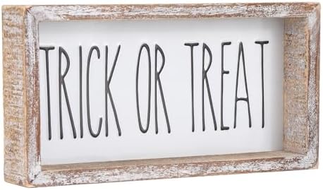 Trick or Treat Sign, Farmhouse Cute Halloween Decor Indoor by Linkwell