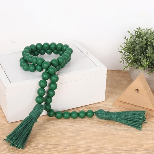 RAMIRABI Wood Beads Garland with Tassels, 39in Decorative Beads Home Decor - Image 3