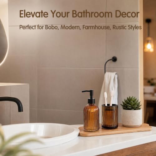 2 Pcs Amber Brown Bathroom Accessories Set, Glass Bathroom Set, Soap Dispenser, Toothbrush Holder Set, Crystal Modern Bathroom Decor, Housewarming Gift Set - Image 6