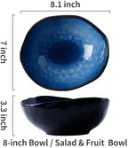 8 Inch Ceramic Decorative Bowl, Blue Reactive Glaze Centerpiece - Image 2