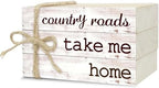 Decorative Books For Home Decor, Rustic Wood Book Stack For Table Decor, Country Roads Take Me Home Decor Books For Living Room Bookshelf, Farmhouse Stacked Books Decor (L21) by Ycyfckdr