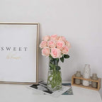 10pcs Light Pink Roses Artificial Flowers, Realistic Faux Rose with Stem - Image 6
