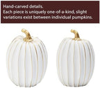 2Pcs Resin Pumpkin Figurines, Gold Stripe Fall Thanksgiving Decor - Image 5