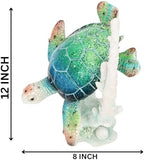 Sea Turtle Diving Figurine with Coral Reef Base - Ocean Inspired Coastal, Beach & Nautical Home Decor - Tabletop Nautical Room Accents (12"x10"x 8") - Image 4