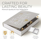 Decorative Books for Home Decor – Beige & Sage Linen Faux Books for Decoration: Aesthetic Fake Book Shelf, Living Room, Mantle, Entryway & Coffee Table Decor – Stack Faux Book Storage Box, Set of 2 - Image 5