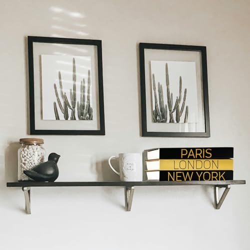 AZEZO Set of 3 Decorative Books for Home Decor – Decorative Hardcover Display Faux Books for Bookshelf and Coffee Table – Black and Gold Foiled – Paris London New York Themed - Image 6