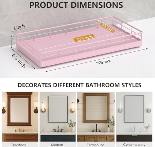Toilet Paper Basket Organizer, Oak Wood Toilet Tank Tray with Metal Frame - Image 5