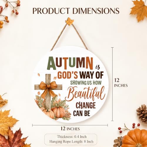 Fall Christian Decorations for Home, Fall Wooden Door Sign - Image 2