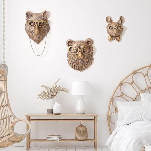 Joogour Head Wall Mount Decor,Resin Animal Sculptures，Art Deco Wall Hanging Decoration for Living Room Bedroom Officeroom Gift (Fox) - Image 4