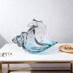 Hand Blown Glass Conch Statue, Gray Glass Art Figurine, Conch Shell Coastal Home Decor, Living Room TV Stand and Bookcase Decor, Bathroom Shelf top and Cabinet Decor. - Image 3