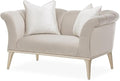 MICHAEL AMINI Yvette Chair and a Half in Porcini Velvet and Champagne Wood Frame by Michael+Amini