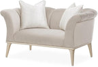 MICHAEL AMINI Yvette Chair and a Half in Porcini Velvet and Champagne Wood Frame by Michael+Amini
