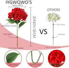 6PCS Large Silk Hydrangea Flowers, 20 in Full Faux Hydrangea Artificial Flowers with Stems Leaves for Fake Bouquets Home Valentines Day Xmas Party Christmas Centerpieces Arrangements (Red) - Image 3