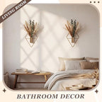 Jexine 2 Pcs Hanging Artificial Planters Wall Decor, Antique Copper, Pampas - Image 5