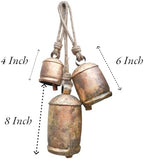 Set of 3 Metal Christmas Bells for Decoration Rustic Brass Gold Large Bell Cow Hanging - Image 2